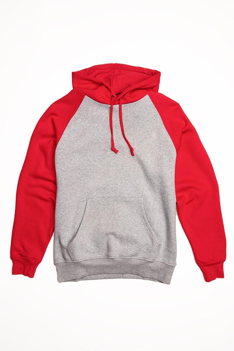CityLab - Raglan Fleece Pullover Hoodie - Gray | Red