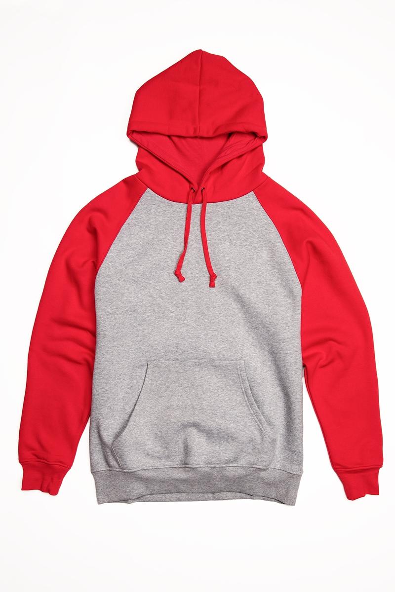 CityLab - Raglan Fleece Pullover Hoodie - Gray | Red