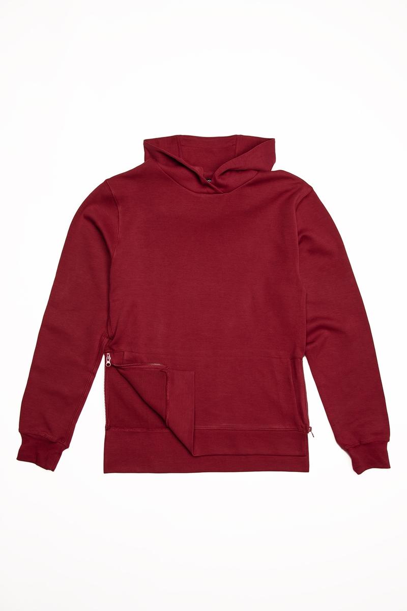 CityLab - Side-Zip Pullover Hoodie Performance Fleece - Burgundy