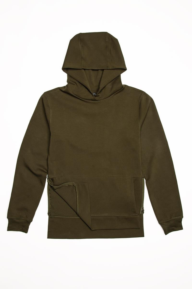 CityLab - Side-Zip Pullover Hoodie Performance Fleece - Olive