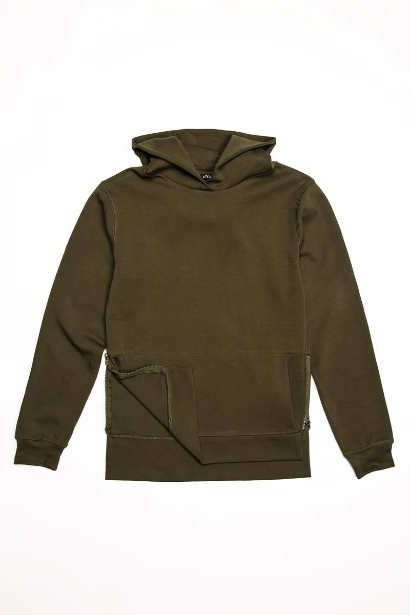 CityLab - Side-Zip Pullover Hoodie Performance Fleece - Olive