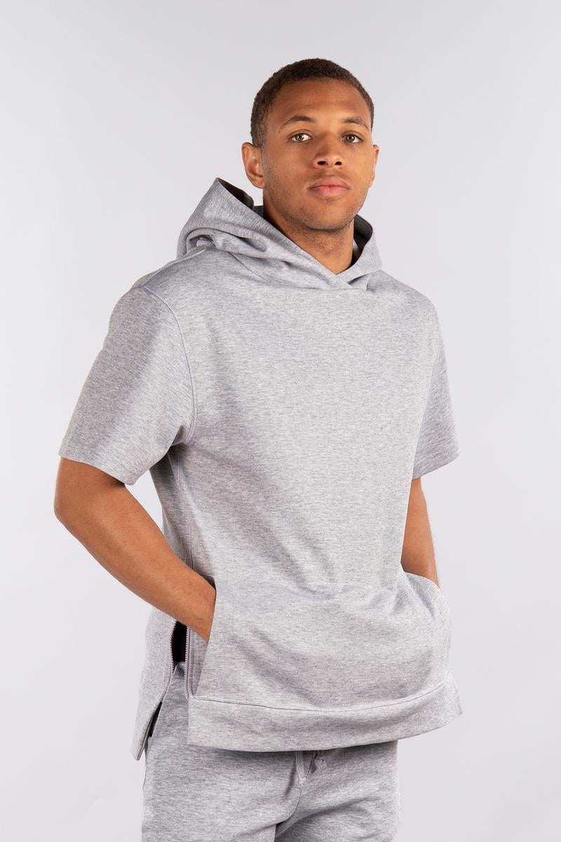 CityLab - Side-Zip Hoodie Performance Fleece, Short Sleeve - Gray
