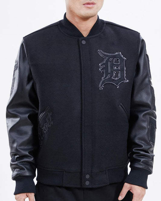 Pro Standard - Detroit Tigers Logo Varsity Jacket -  Triple Black