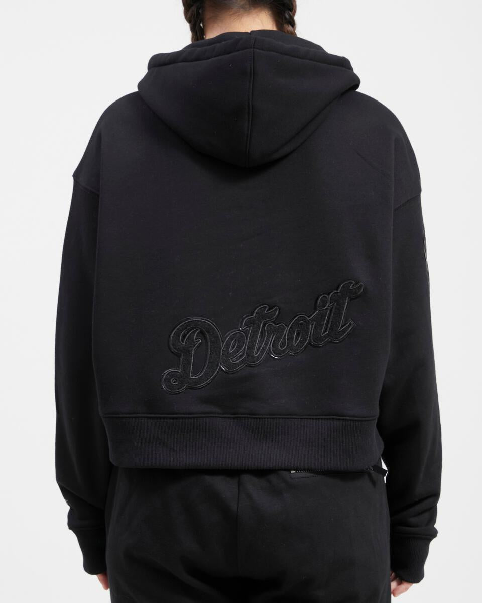 Pro Standard - Detroit Tigers Flc Cropped Po Hoodie - Triple Black