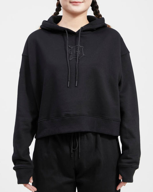 Pro Standard - Detroit Tigers Flc Cropped Po Hoodie - Triple Black