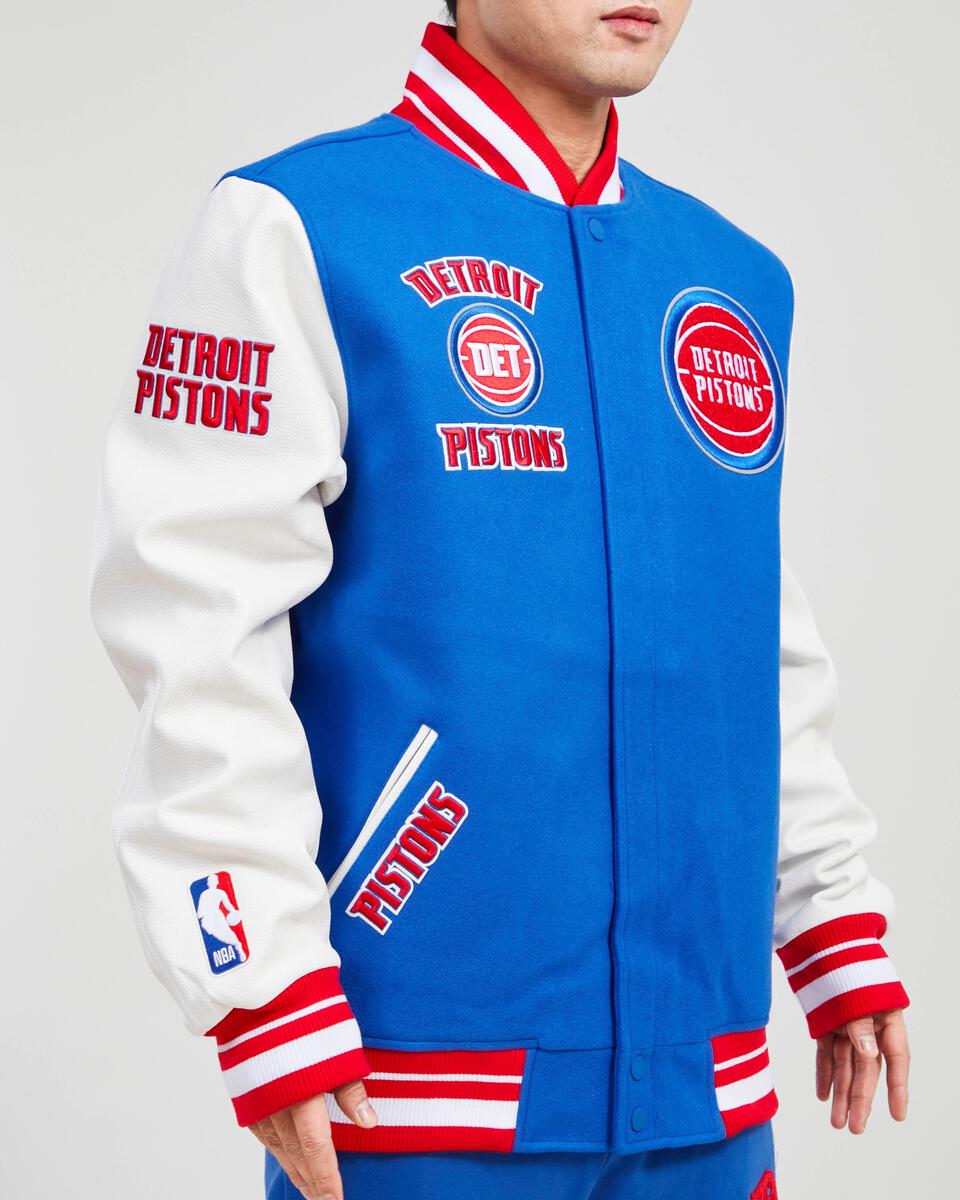 Pro Standard - Detroit Pistons Retro Classic Rib Wool Varsity Jacket - Royal Blue/Red