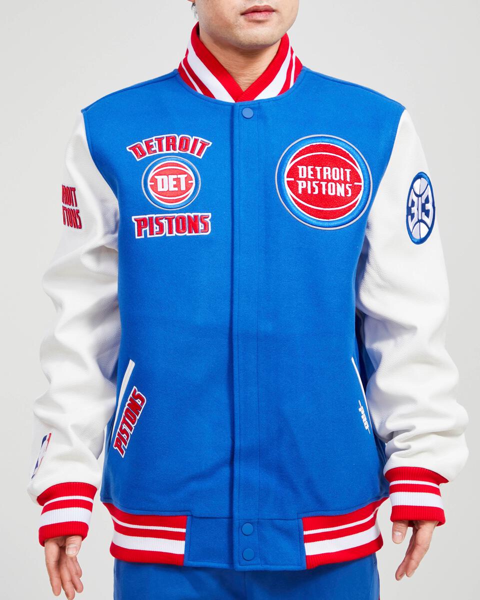 Pro Standard - Detroit Pistons Retro Classic Rib Wool Varsity Jacket - Royal Blue/Red