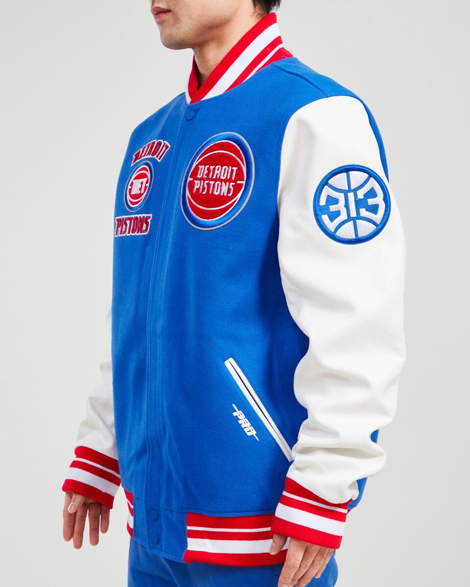Pro Standard - Detroit Pistons Retro Classic Rib Wool Varsity Jacket - Royal Blue/Red
