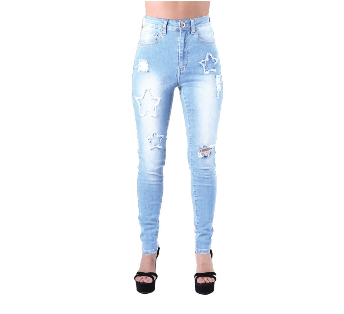 Red Fox - Star Denim Patch Jeans - Ice Blue