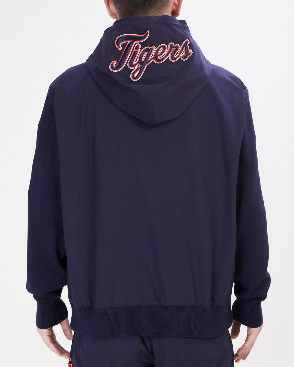 Pro Standard - Detroit Tigers Hybrid Woven FZ Pull Over Hoodie - Navy/Orange/Navy