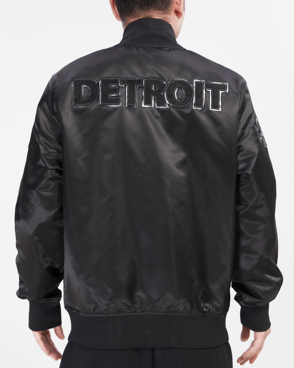 PRO STANDARD-DETROIT LIONS TRIPLE BLACK SATIN JACKET