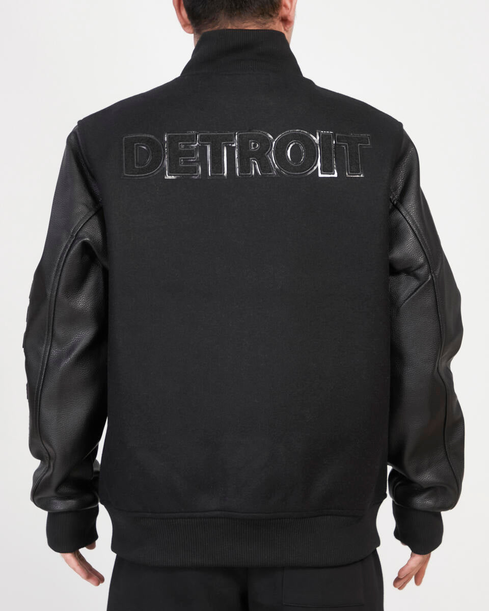 PRO STANDARD-DETROIT LIONS TRIPLE BLACK WOOL VARSITY JACKET