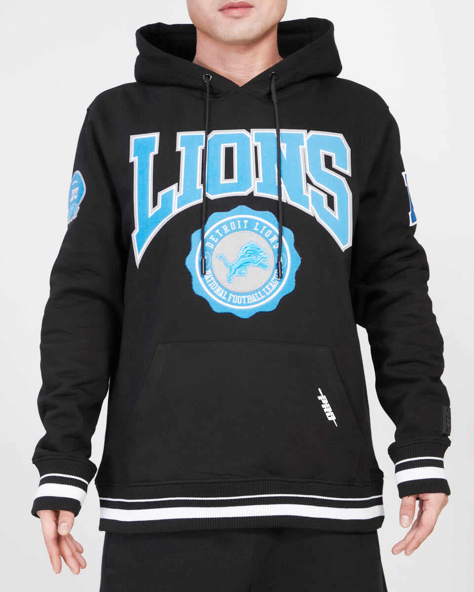 Pro Standard - Detroit Lions Crest Emblem Rib Fleece Pull Over Hoodie - Black