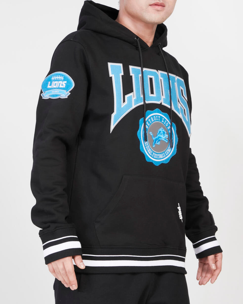 Pro Standard - Detroit Lions Crest Emblem Rib Fleece Pull Over Hoodie - Black
