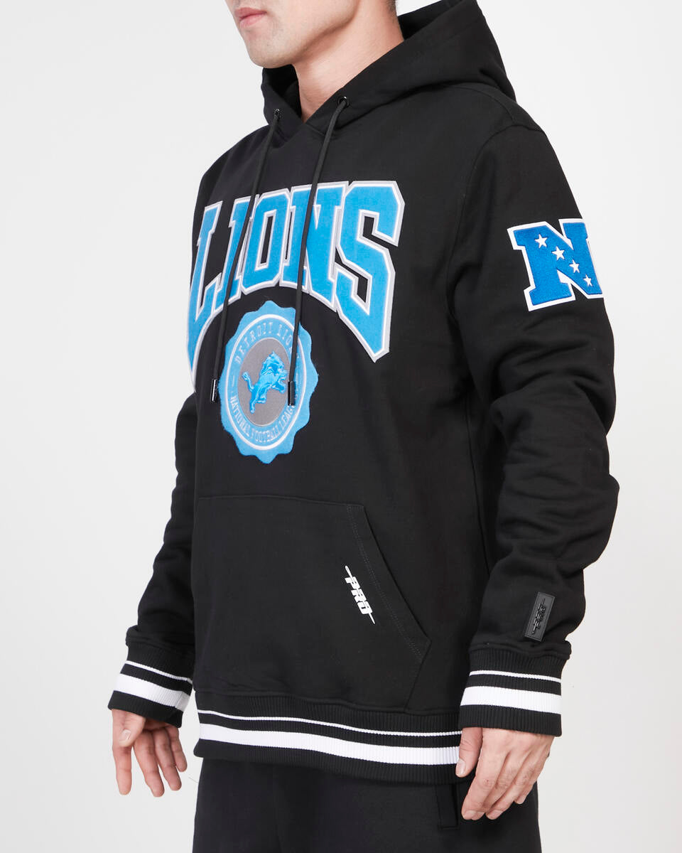 Pro Standard - Detroit Lions Crest Emblem Rib Fleece Pull Over Hoodie - Black