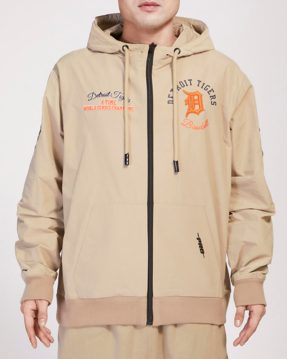 Pro Standard - Detroit Tigers Hybrid Woven FZ Pull Over Hoodie - Khaki