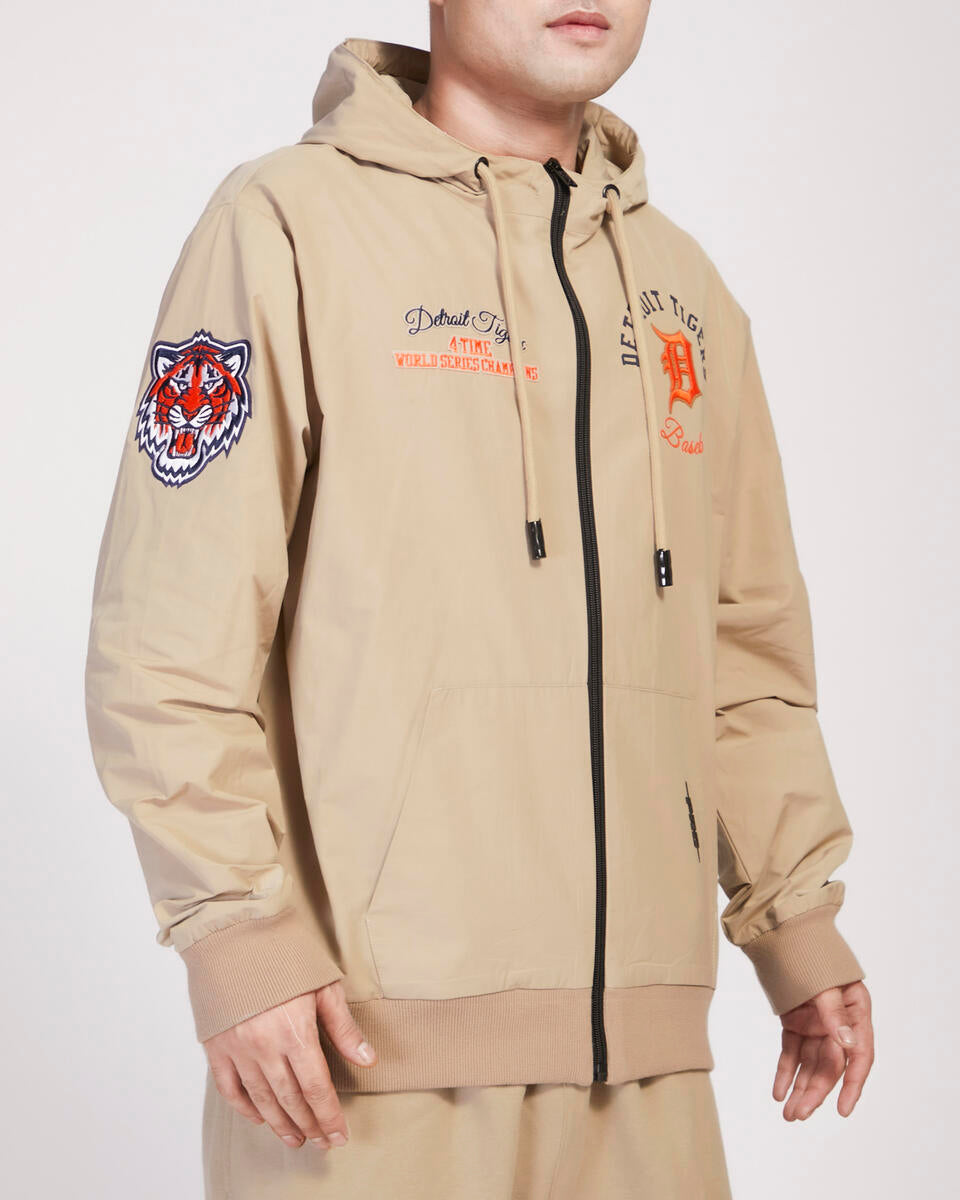 Pro Standard - Detroit Tigers Hybrid Woven FZ Pull Over Hoodie - Khaki