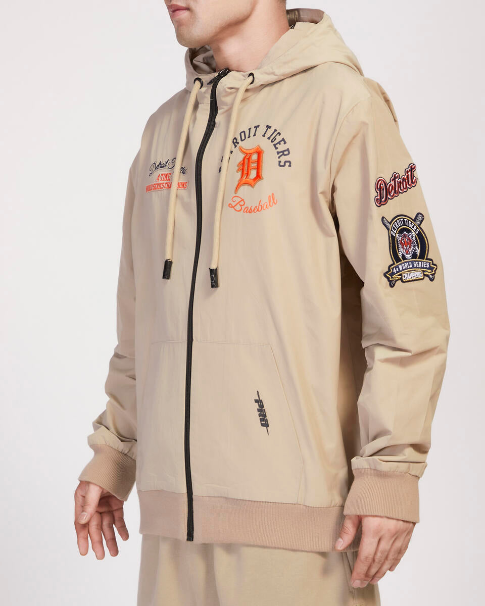 Pro Standard - Detroit Tigers Hybrid Woven FZ Pull Over Hoodie - Khaki