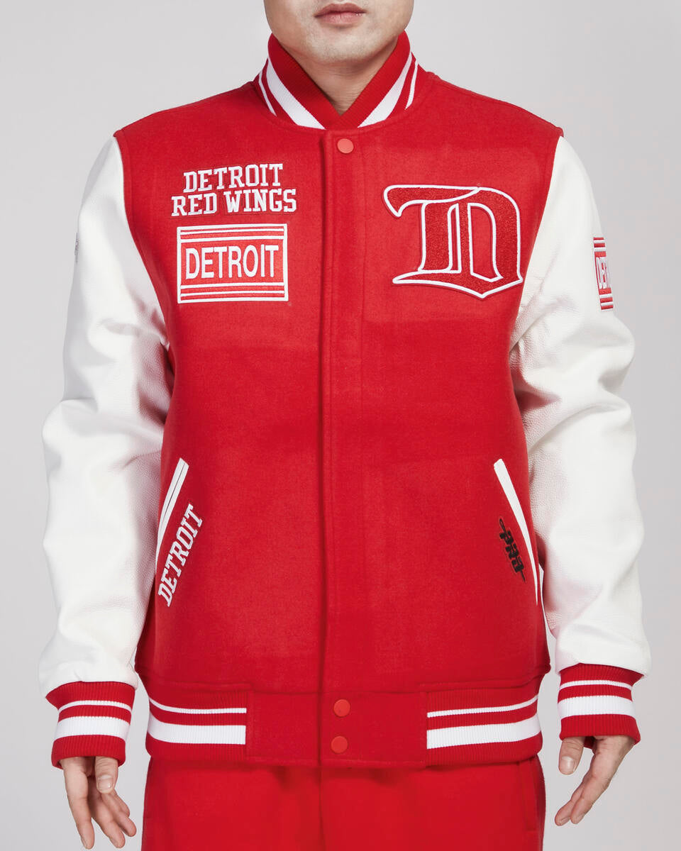 Pro Standard - Detroit Red Wings Retro Classic Rib Wool Varsity Jacket - Red/White