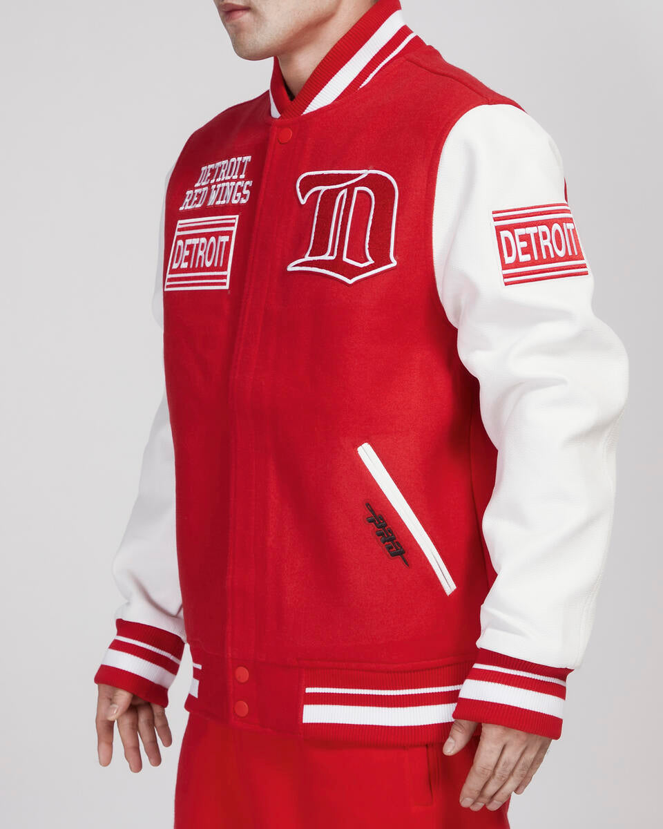 Pro Standard - Detroit Red Wings Retro Classic Rib Wool Varsity Jacket - Red/White