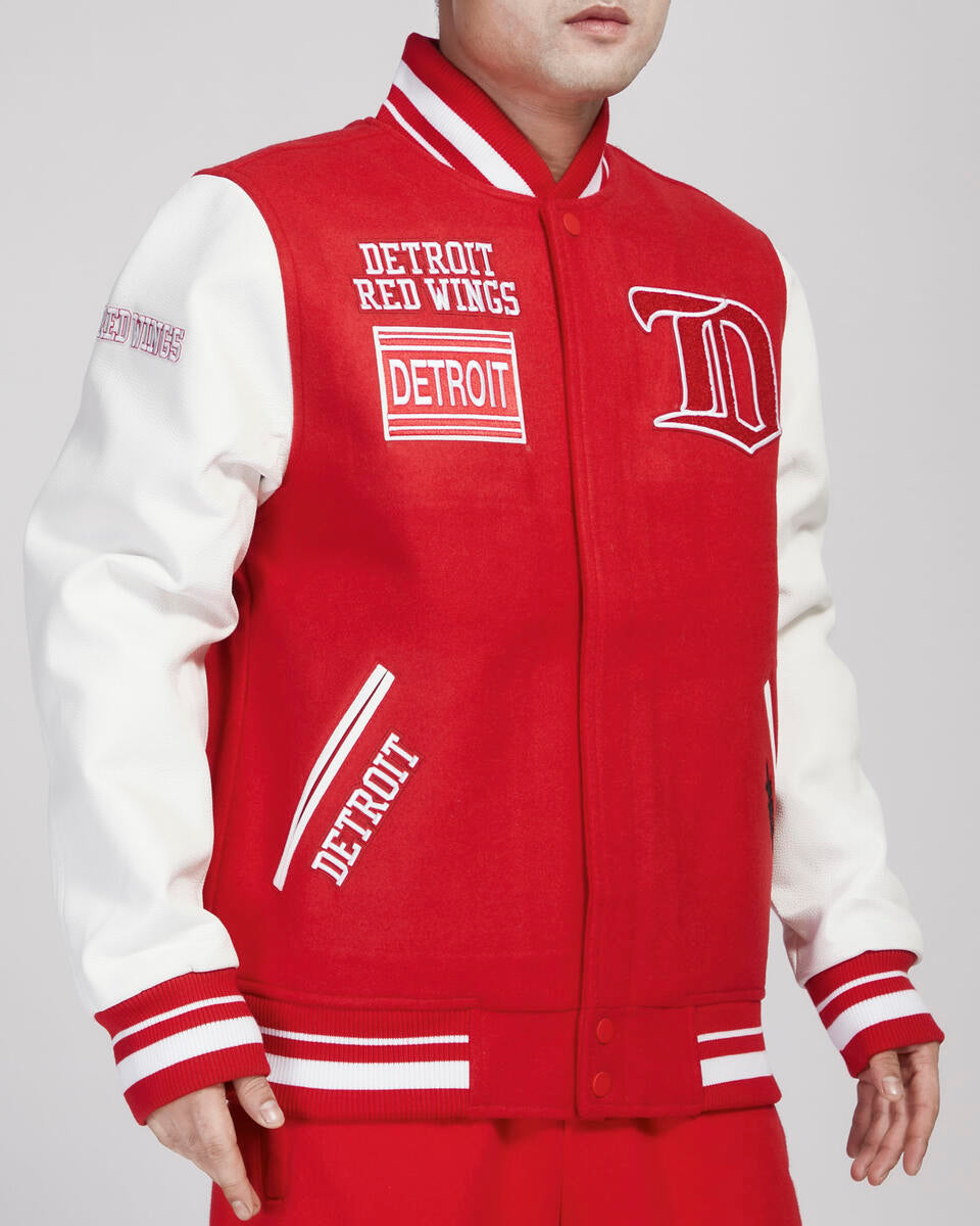 Pro Standard - Detroit Red Wings Retro Classic Rib Wool Varsity Jacket - Red/White