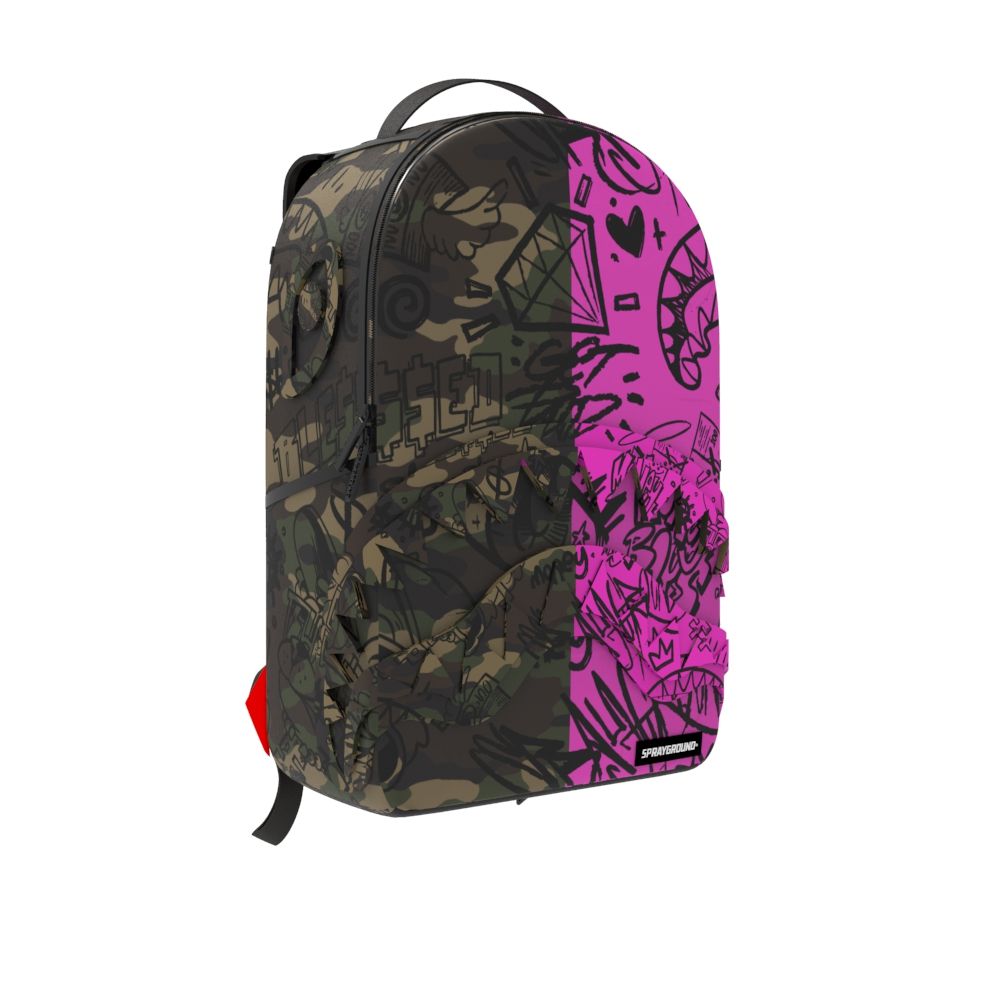 SprayGround SPLIT PINK AND CAMO DLX BACKPACK (B5071)