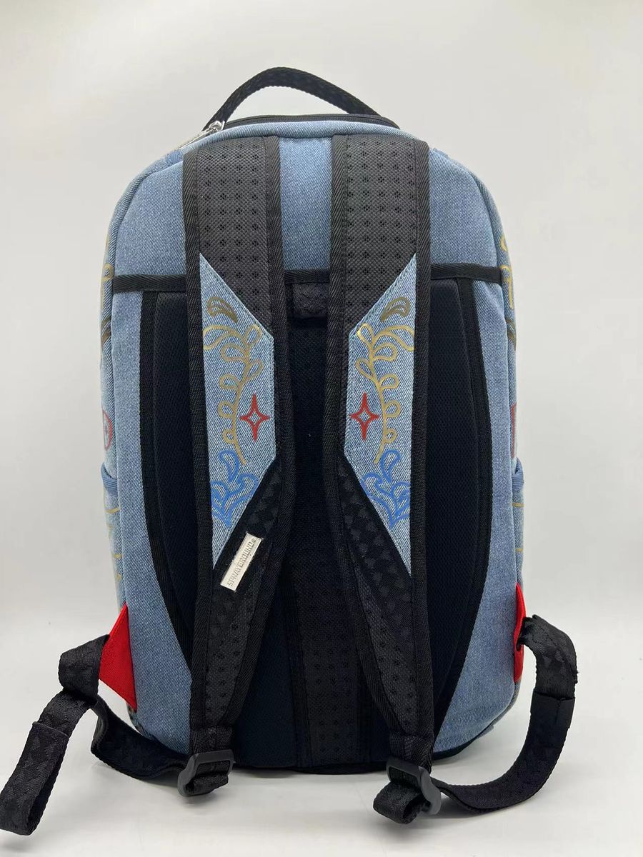 SprayGround METALLIC PRINTED DENIM SHARK DLXSV BACKPACK (B6976)