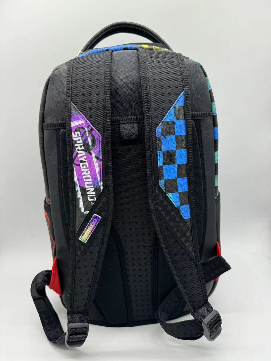 SprayGround SHARK CENTRAL STENCILS- BLACK DLXSV BACKPACK (B7620)