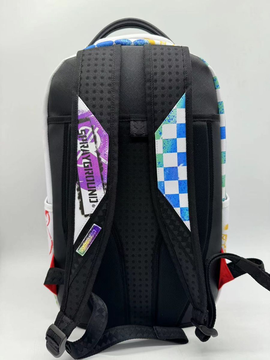 SprayGround SHARK CENTRAL STENCILS WHITE DLXSV BACKPACK (B7619)