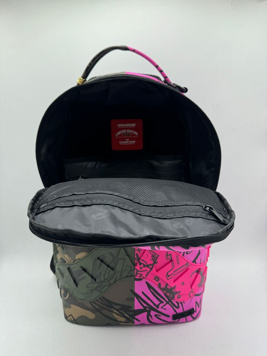 SprayGround SPLIT PINK AND CAMO DLX BACKPACK (B5071)