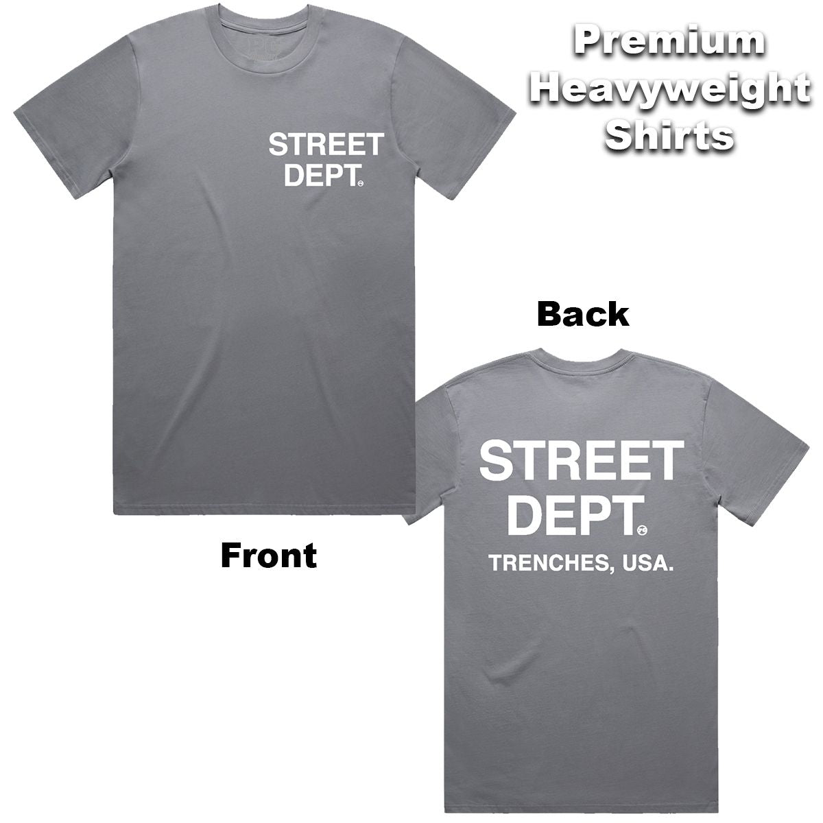 STREET DEPT T-SHIRT- Dark Gray w/ White
