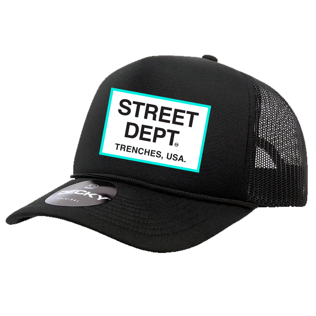 STREET DEPT - Trucker Hat- Black w/ Aqua