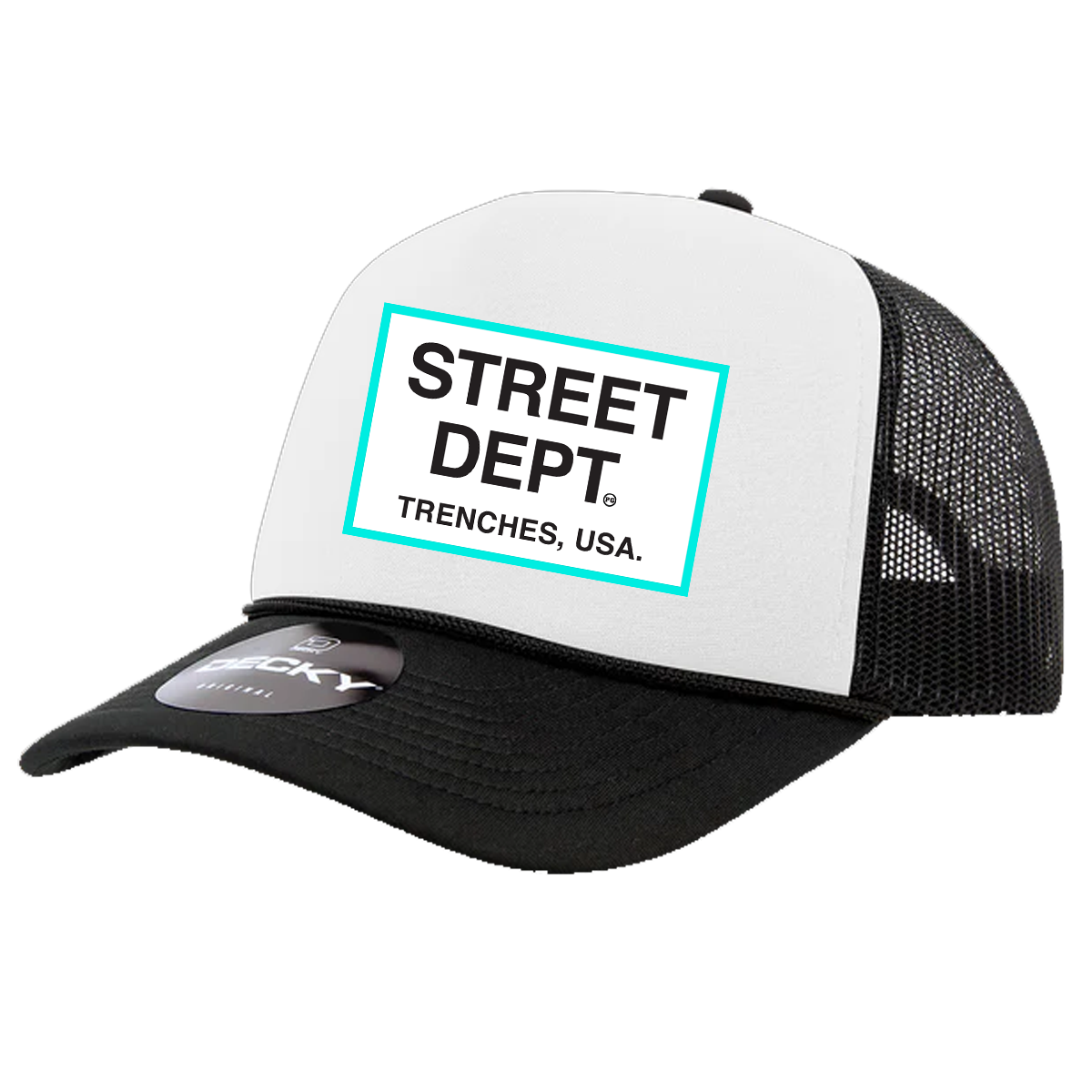 STREET DEPT - Trucker Hat (STDPT200) WHITEBLACK/AQUA
