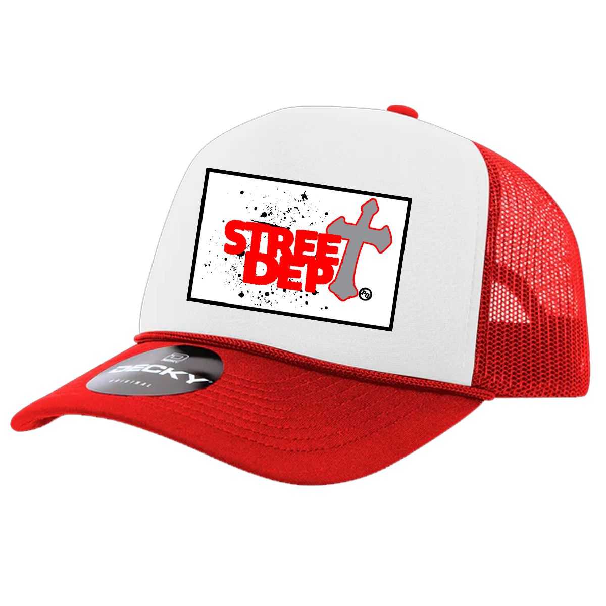 STREET CROSS - Trucker Hat WhiteRed w/ Red