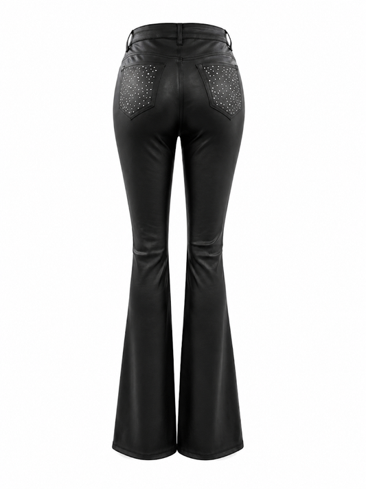 REDFOX HIGHWAIST PULEATHER STACKED W/RHINESTONES (PA1549L)