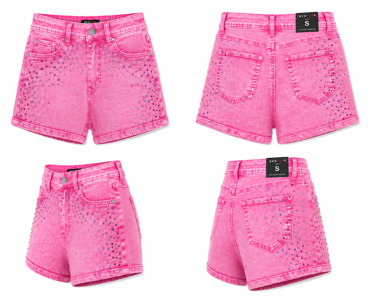 REDFOX RHINESTONE WOMEN'S DENIM SHORTS-PS3641