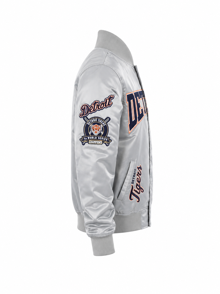 PRO STANDARD DETROIT TIGERS CREST EMBLEM SATIN VARSITY JACKET