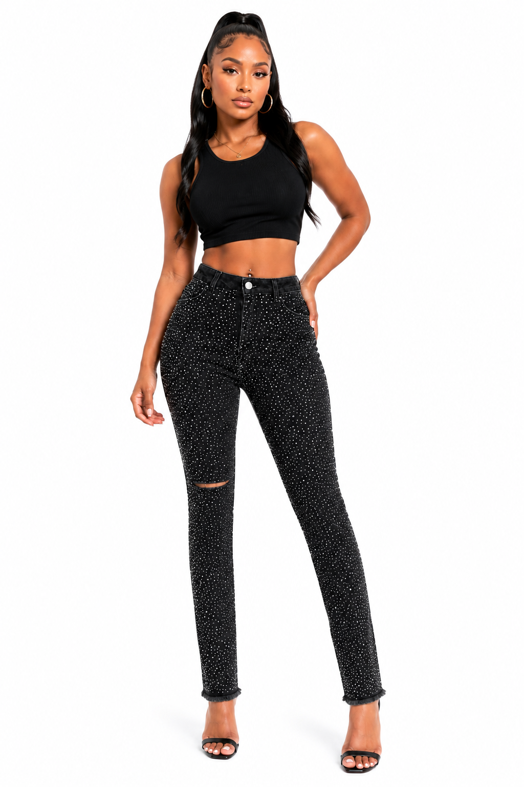 HOT & DELICIOUS WOMEN STARLIGHT RHINESTONE JEAN