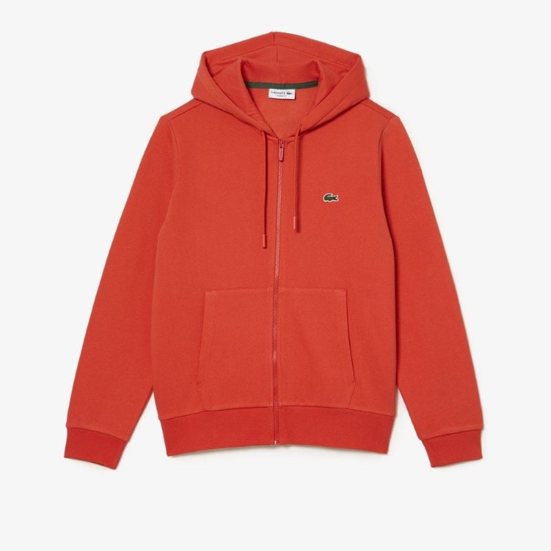 Lacoste - Kangaroo Pocket Fleece Zipped Hoodie - Orange