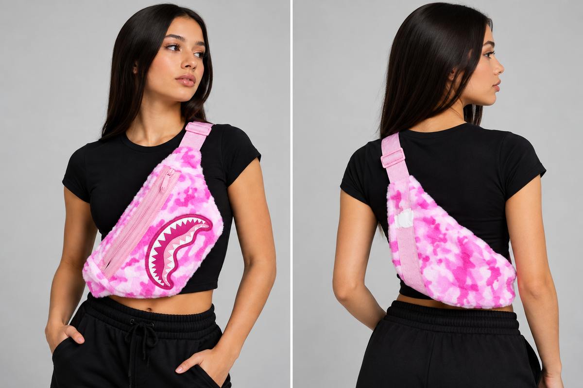 SPRAYGROUND PINK CAMO FAUX FUR SAVVY CROSSBODY (B6872)