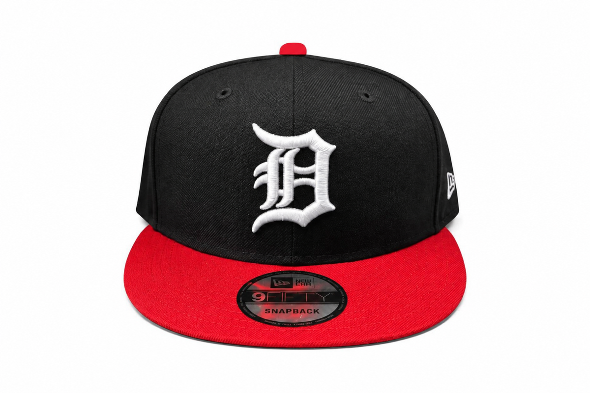 NEW ERA DETROIT TIGERS BLACK SCARLET 9FIFTY SNAPBACK CAP