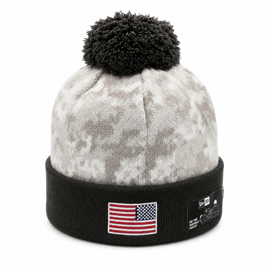 NEW ERA DETROIT LIONS SALUTE TO SERVICE KNIT BEANIE W/POM