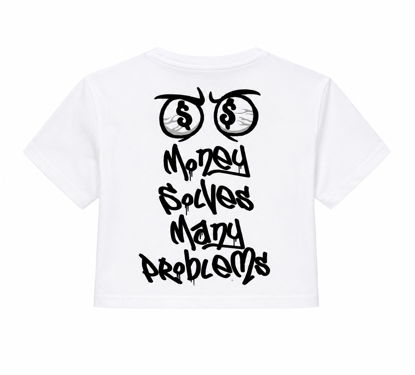 REDFOX WOMEN'S "MONEY SOLVES MANY PROBLEMS" CROP TEE