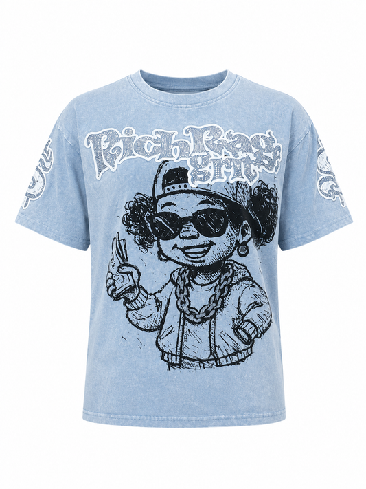 REDFOX WOMEN'S "RICH RAGE" GRAPHIC RHINESTONE TEE