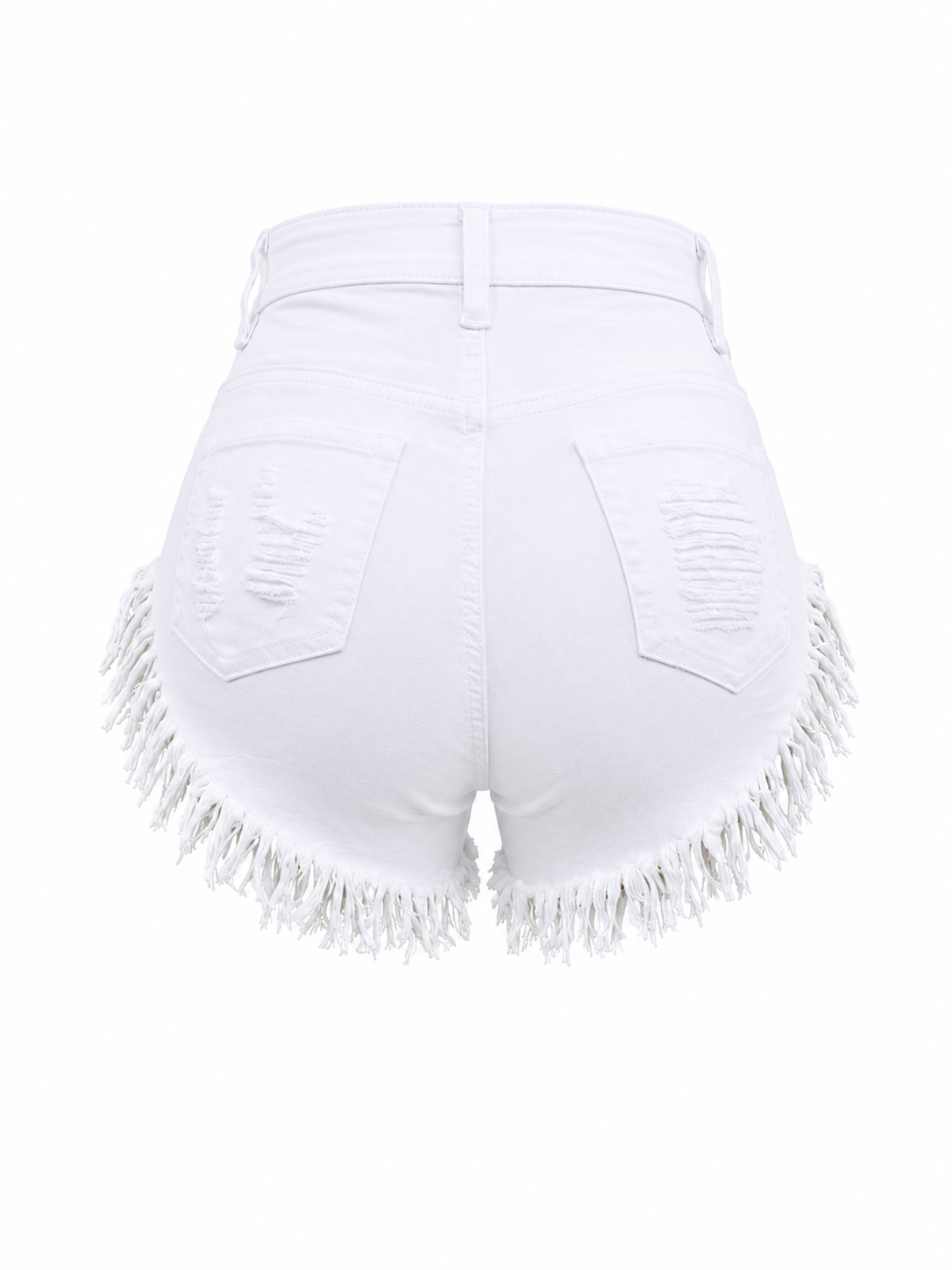 REDFOX WOMEN DISTRESSED FRINGE DENIM SHORTS