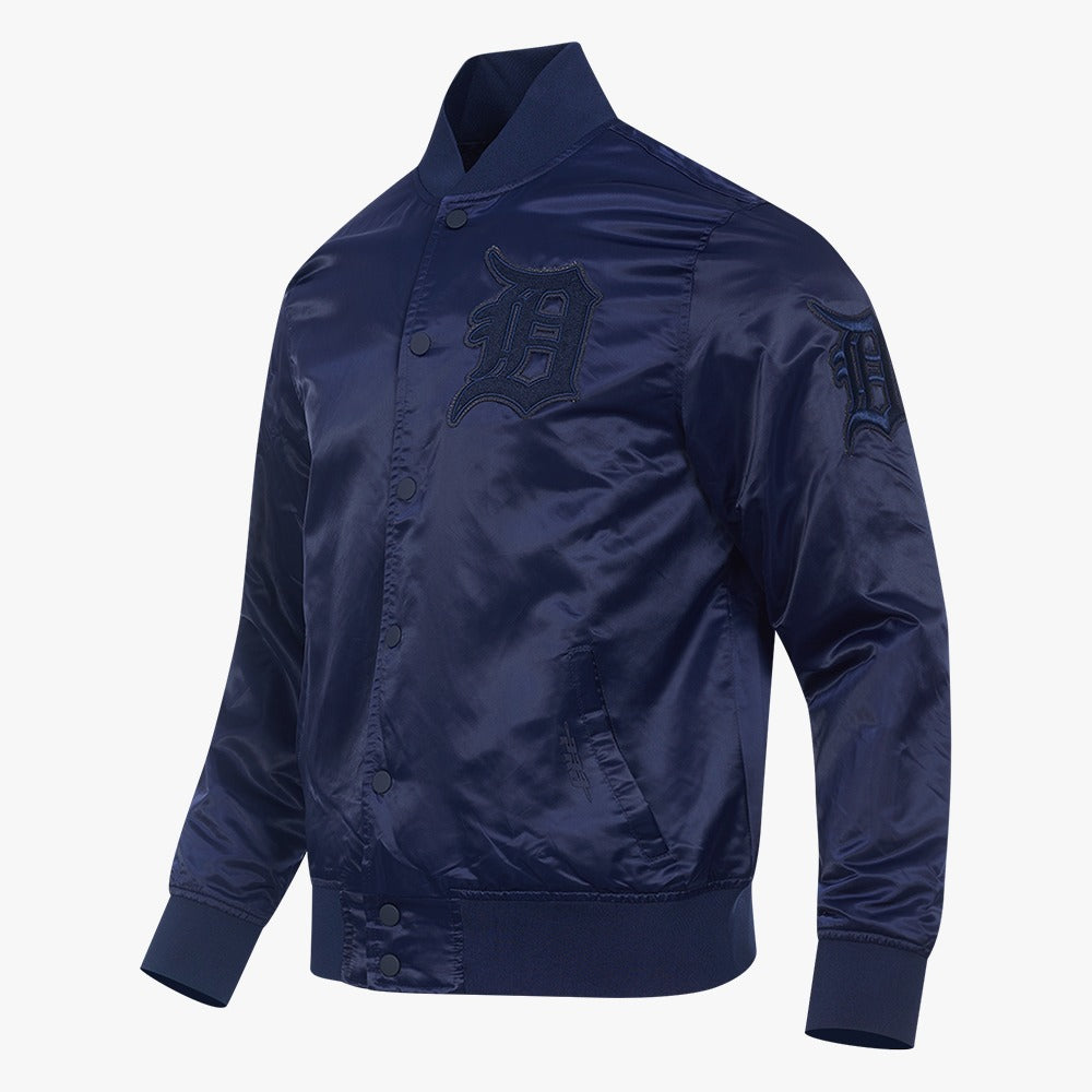 PRO STANDARD DETROIT TIGERS TRIPLE TONAL SATIN JACKET, NAVY