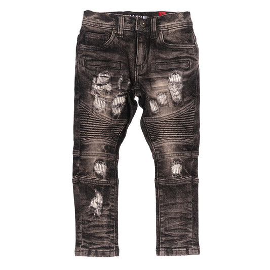 B1786 Makobi Rick Biker Kids Jeans - Black Wash