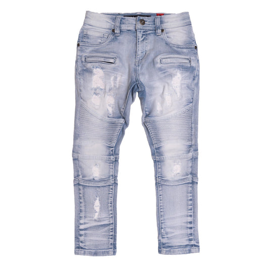 B1786 Makobi Rick Biker Kids Jeans - Light Wash