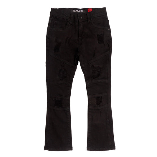 B1941 Makobi Monogram Kids Jeans - Black
