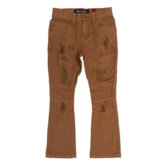 B1941 Makobi Monogram Kids Jeans - Mocha